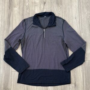 Vintage Style Lululemon Navy and Gray Quarter-Zip Sweatshirt